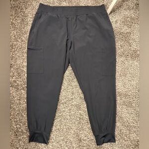 Gently used grey scrub pants with fitted ankle.